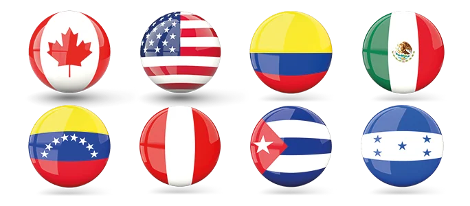 Canada, USA, Venezuela, Mexico, Colombia, Peru, Honduras, y Mas Con Omega